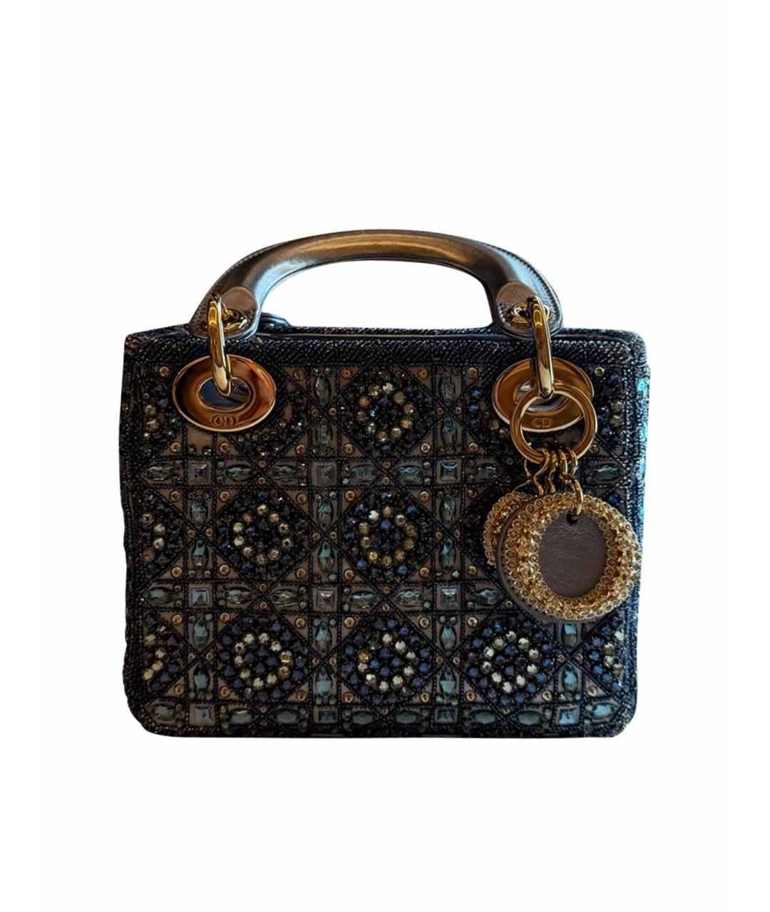 CHRISTIAN DIOR Синяя кожаная сумка с короткими ручками, фото 1