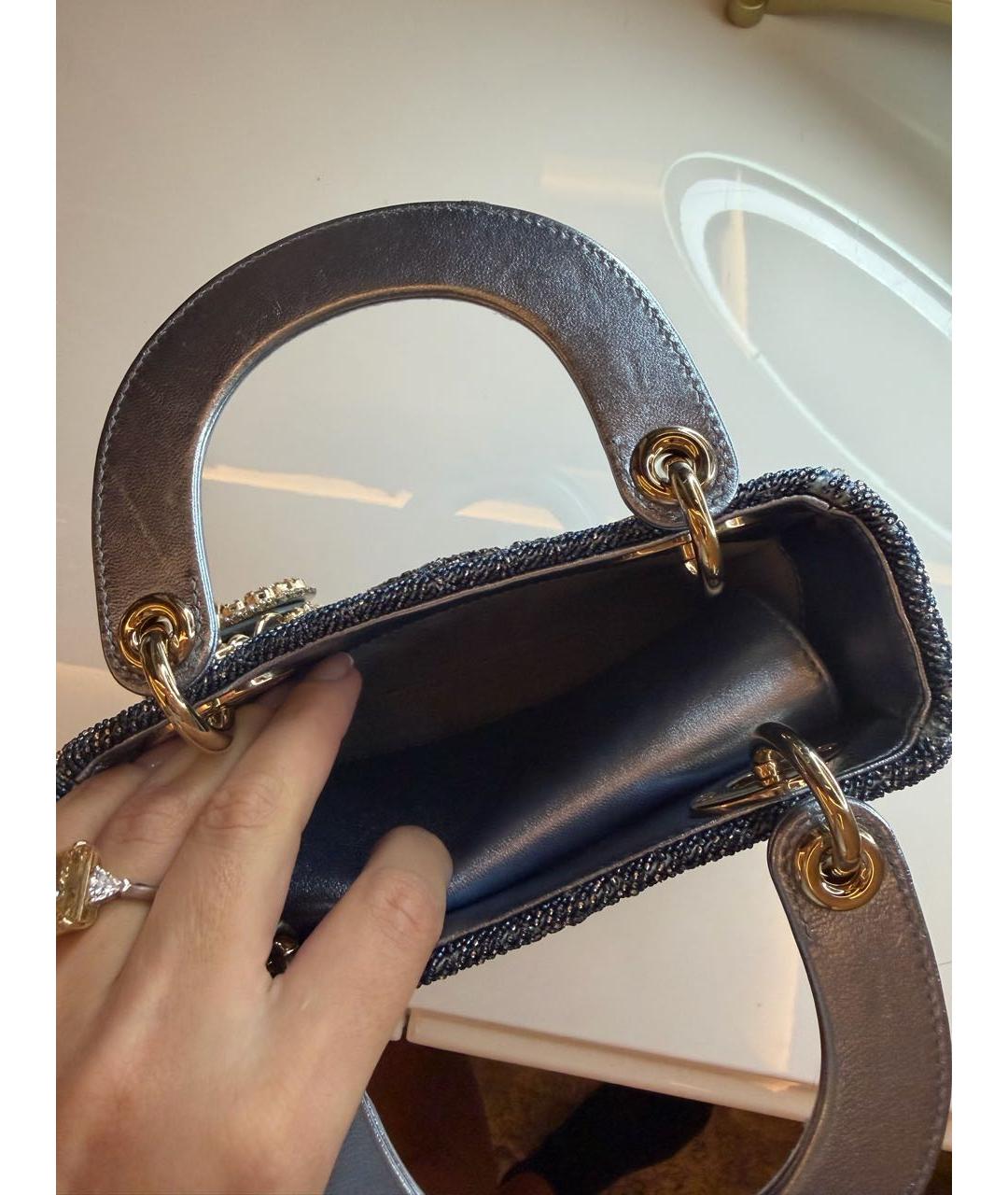 CHRISTIAN DIOR Синяя кожаная сумка с короткими ручками, фото 4