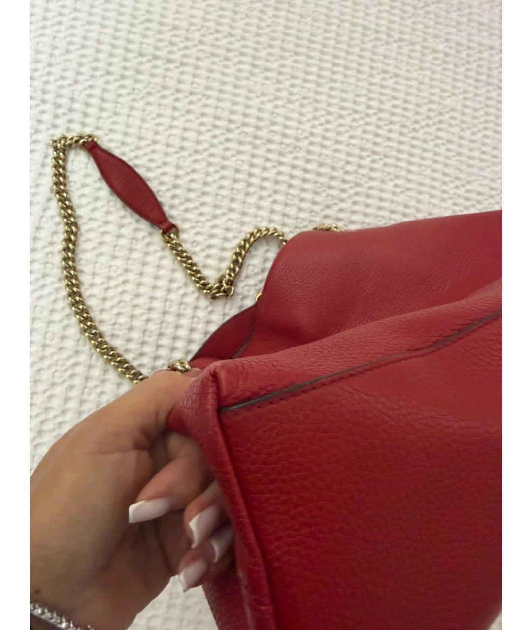 GUCCI Красная кожаная сумка тоут, фото 7