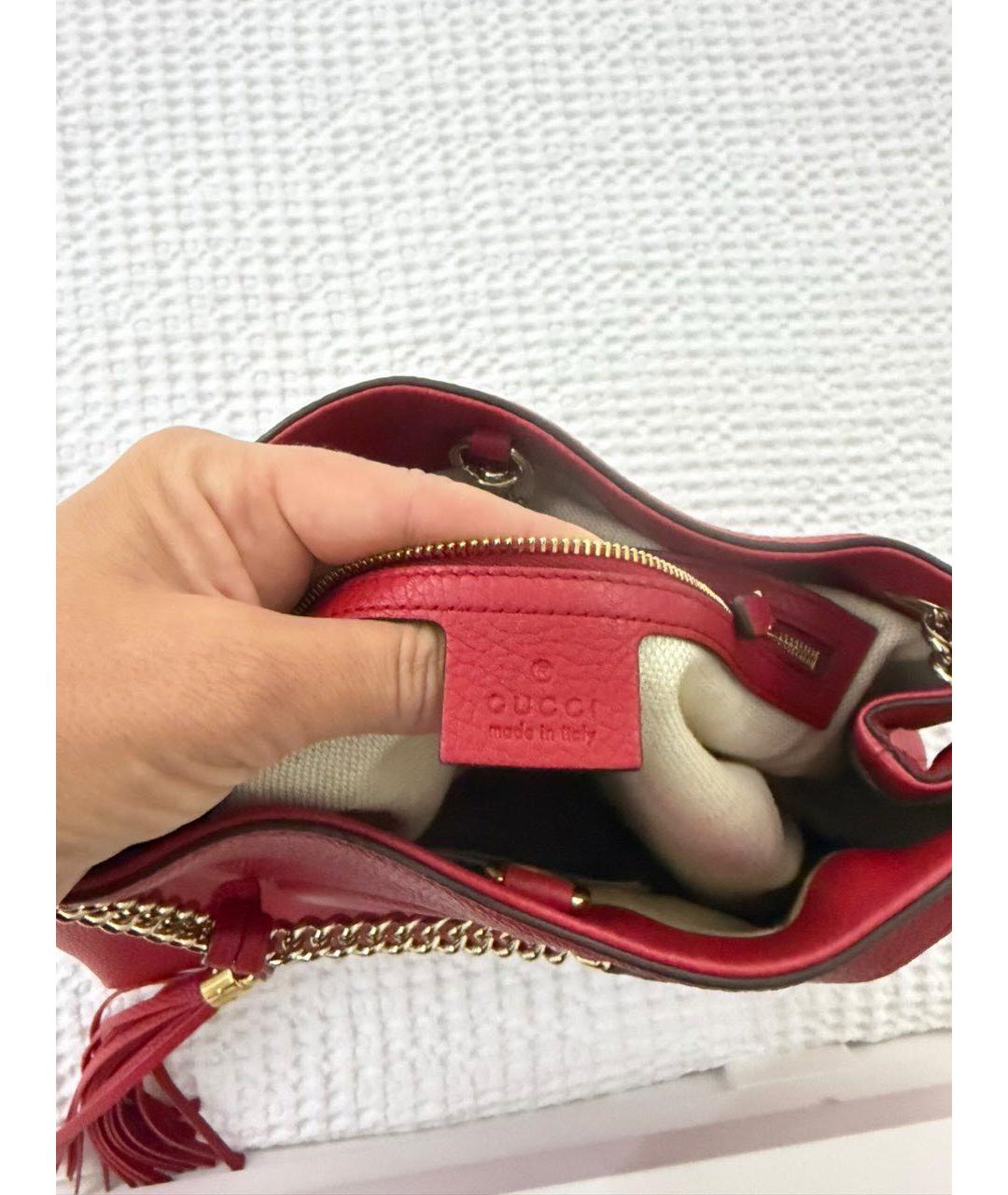 GUCCI Красная кожаная сумка тоут, фото 5