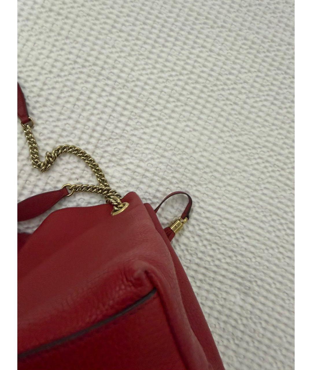 GUCCI Красная кожаная сумка тоут, фото 6