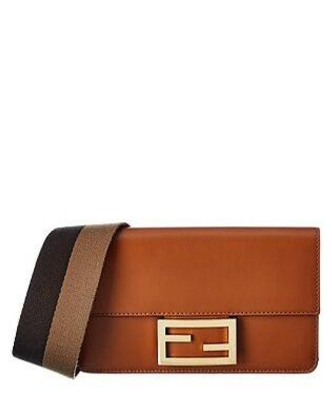 FENDI Оранжевая кожаная сумка через плечо, фото 1