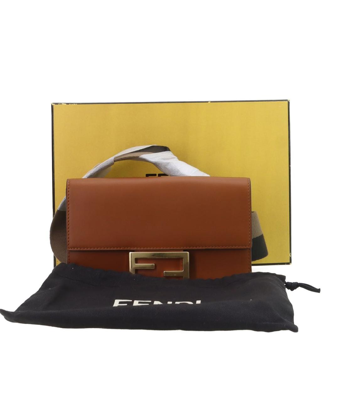 FENDI Оранжевая кожаная сумка через плечо, фото 2
