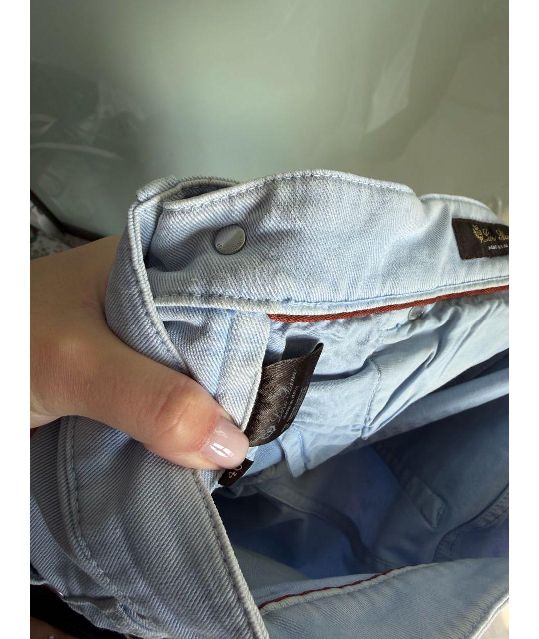 LORO PIANA Голубые хлопковые джинсы слим, фото 4