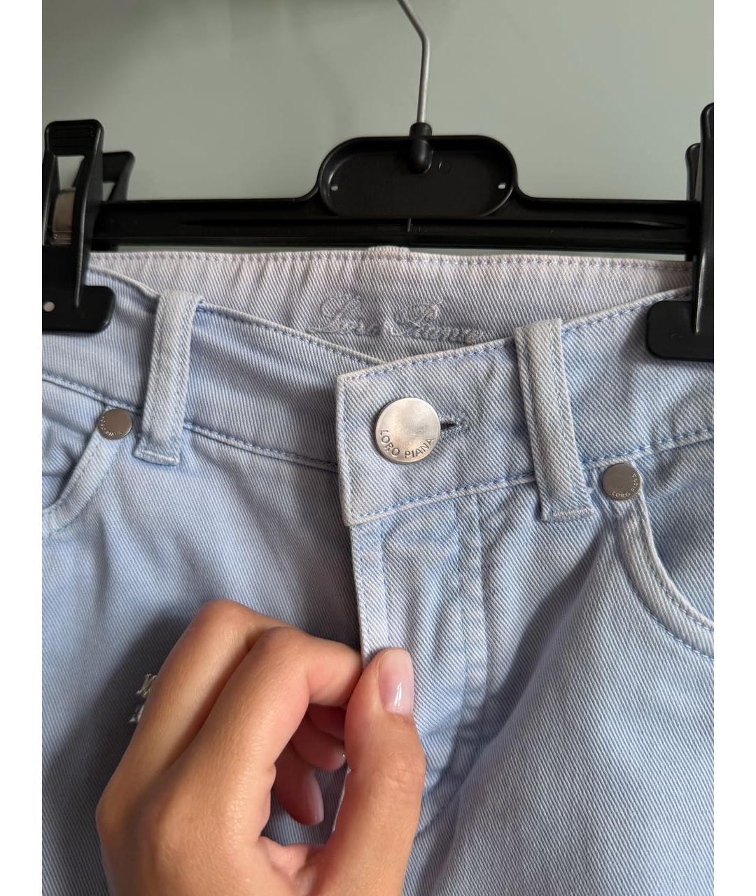 LORO PIANA Голубые хлопковые джинсы слим, фото 3