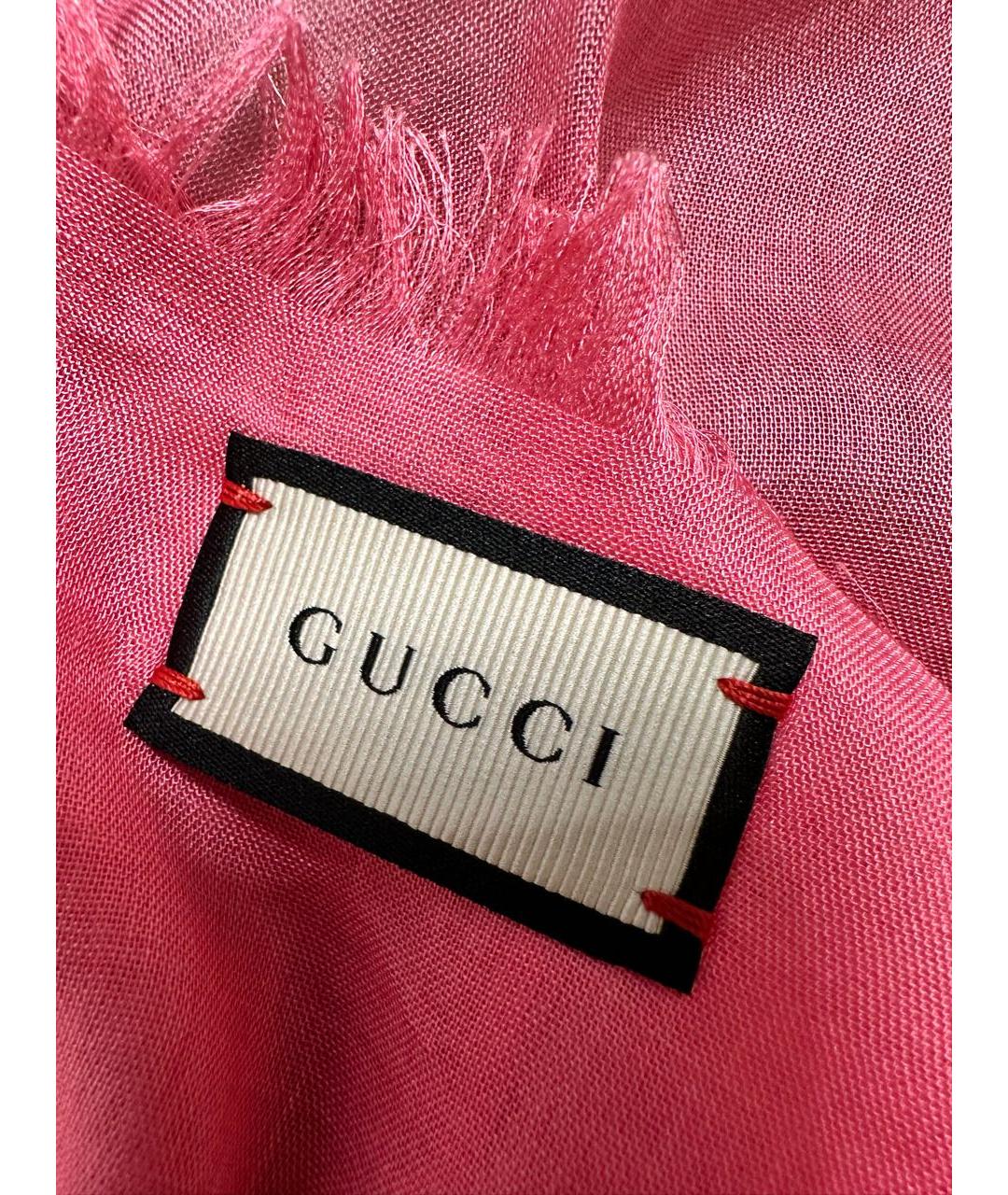 GUCCI Розовый шелковый платок, фото 3