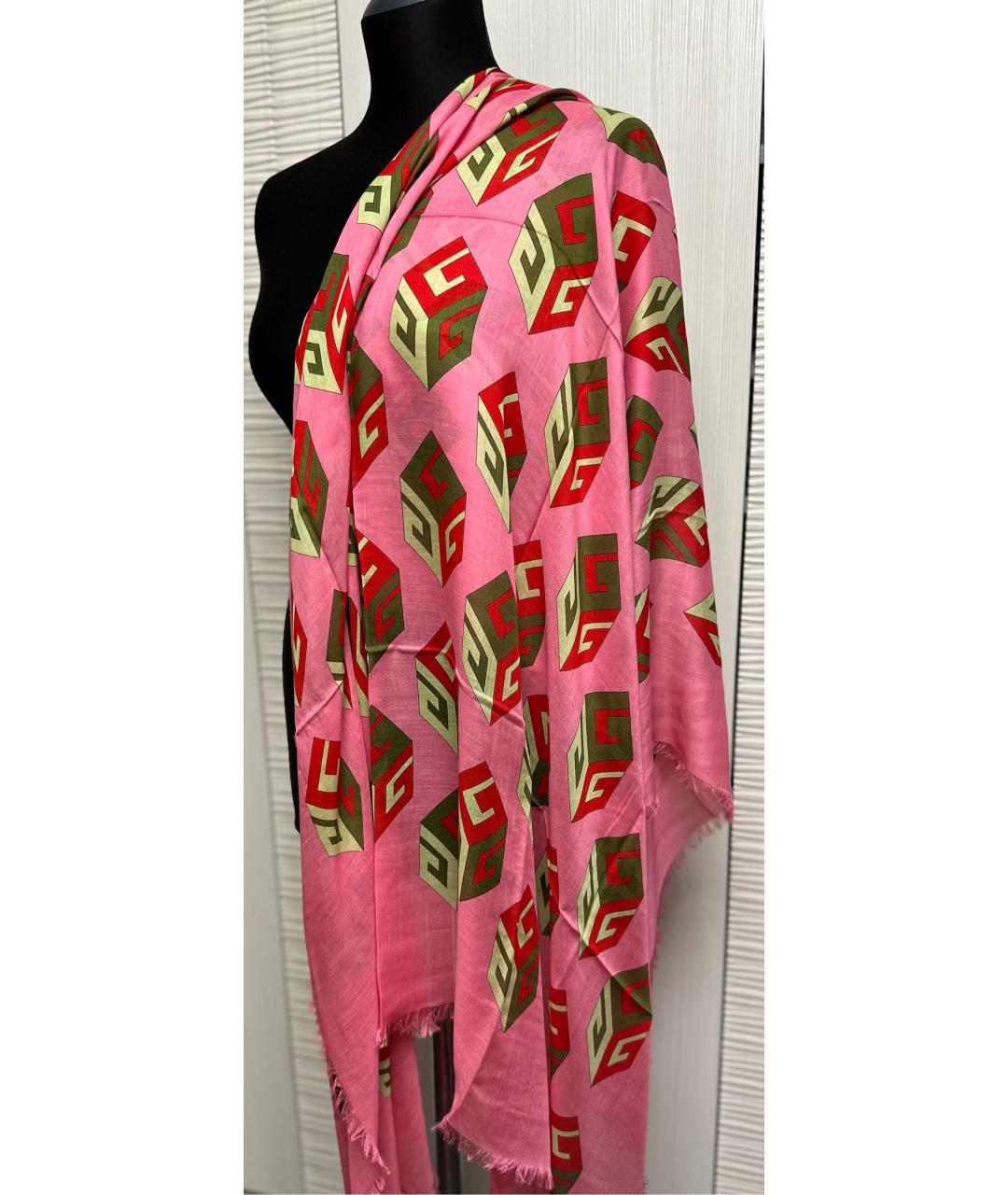 GUCCI Розовый шелковый платок, фото 5