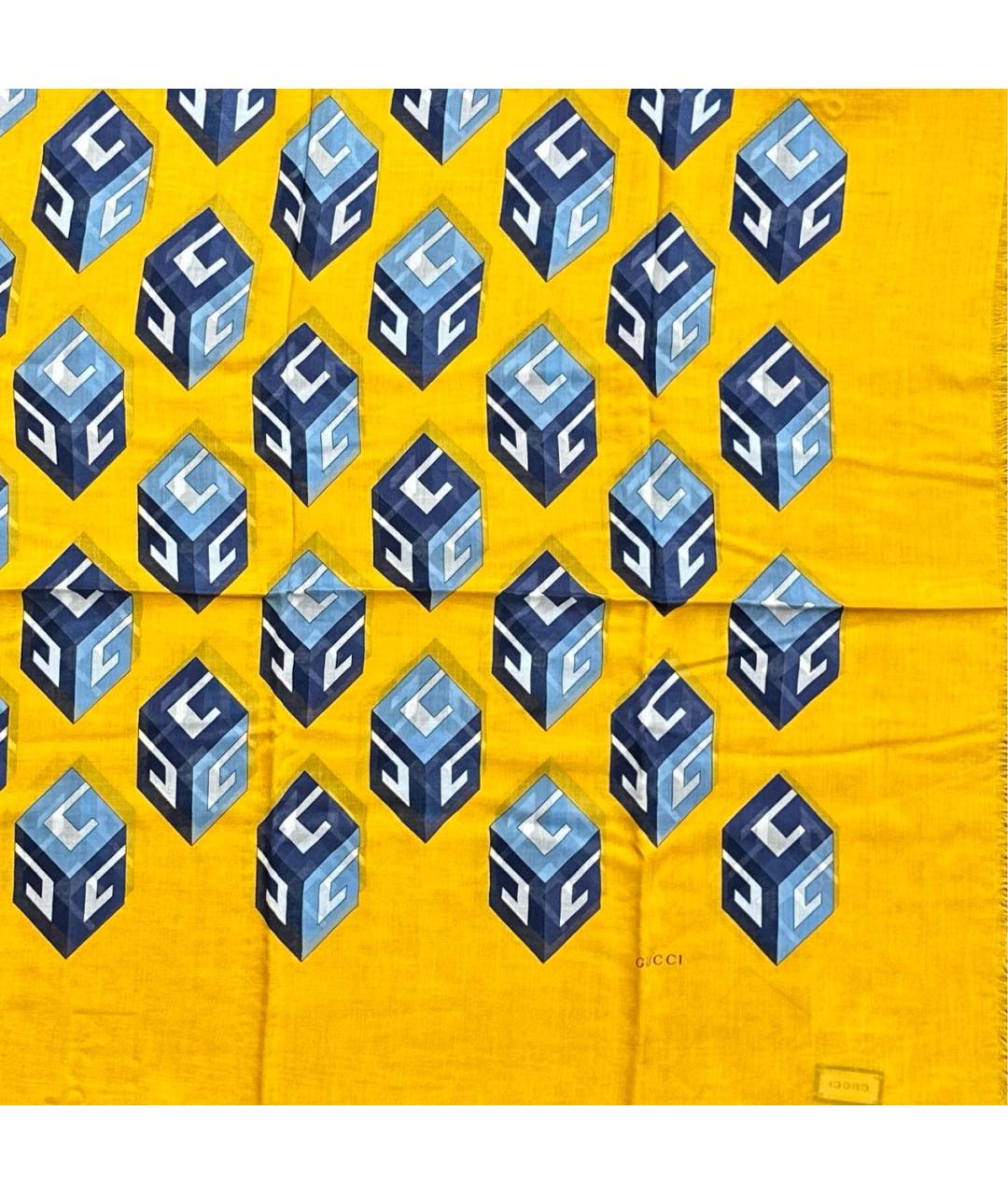 GUCCI Желтый шелковый платок, фото 4