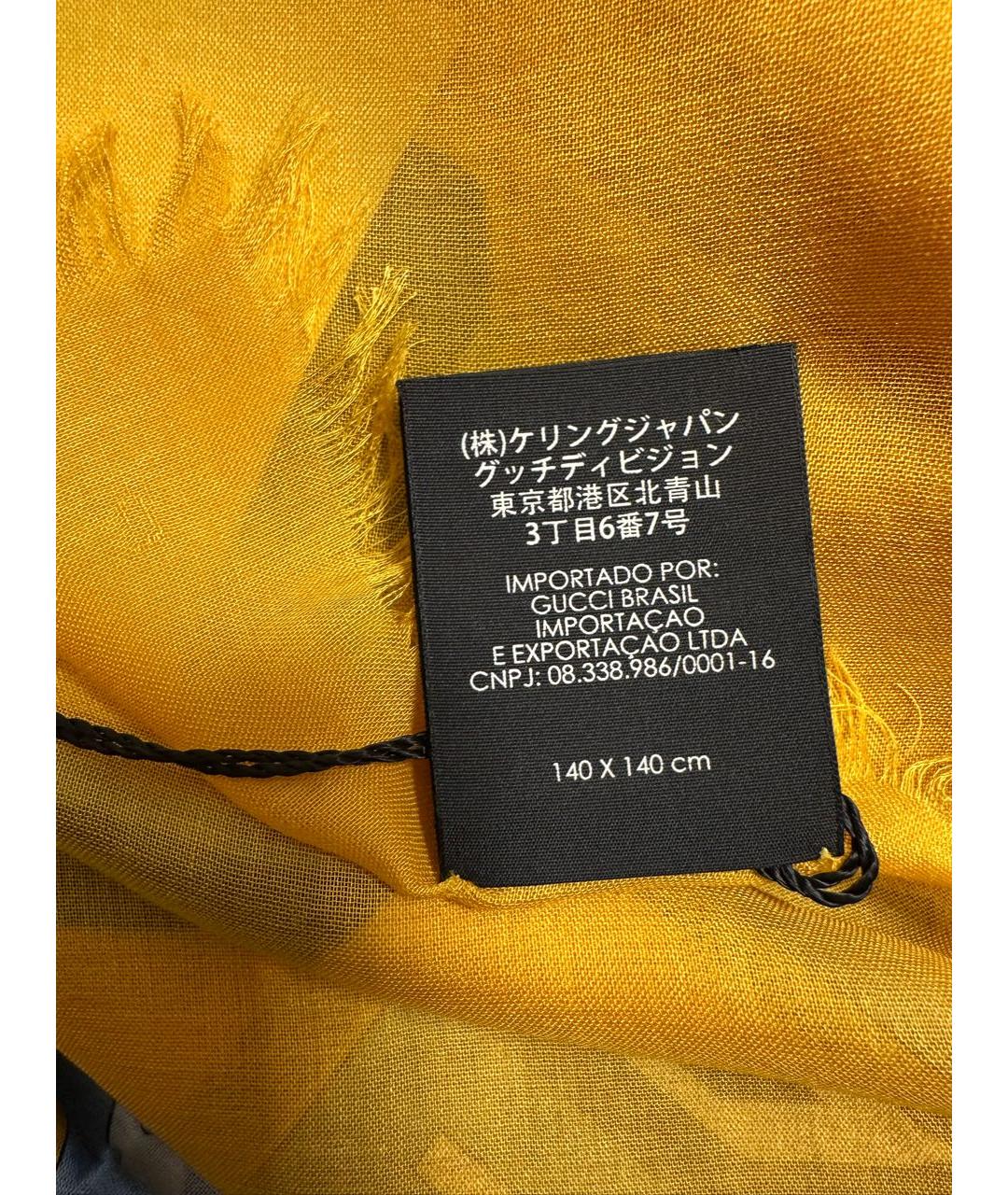 GUCCI Желтый шелковый платок, фото 6