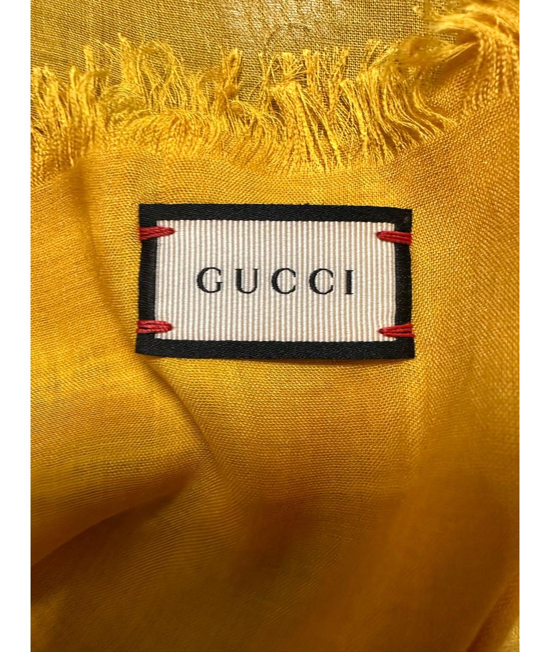 GUCCI Желтый шелковый платок, фото 3