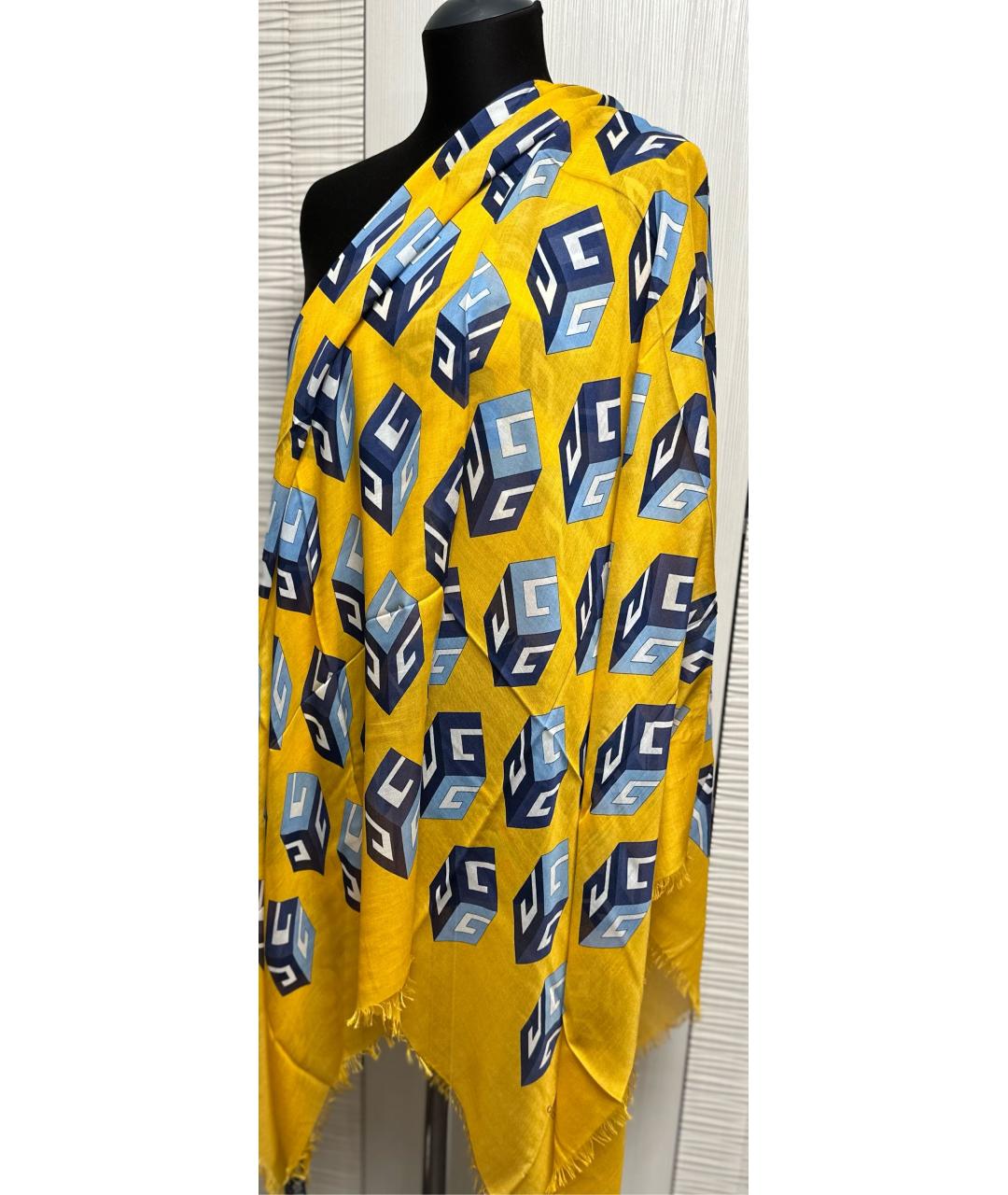 GUCCI Желтый шелковый платок, фото 7