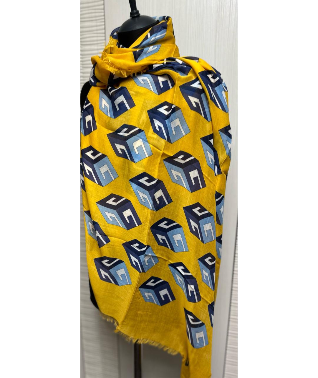 GUCCI Желтый шелковый платок, фото 2