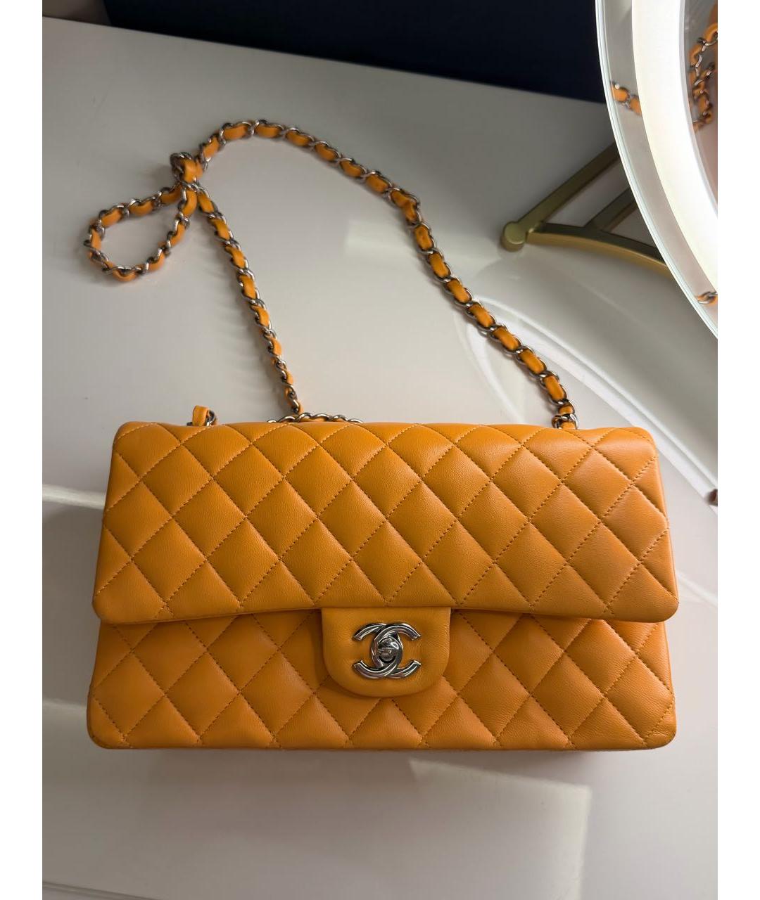 CHANEL Оранжевая кожаная сумка через плечо, фото 5