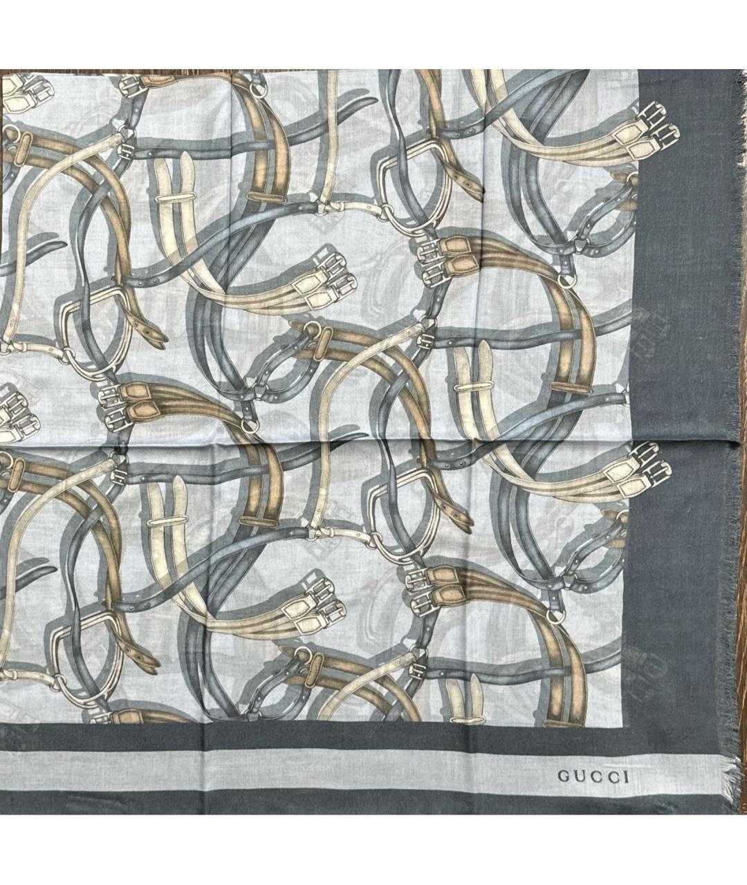 GUCCI Голубой шелковый платок, фото 2
