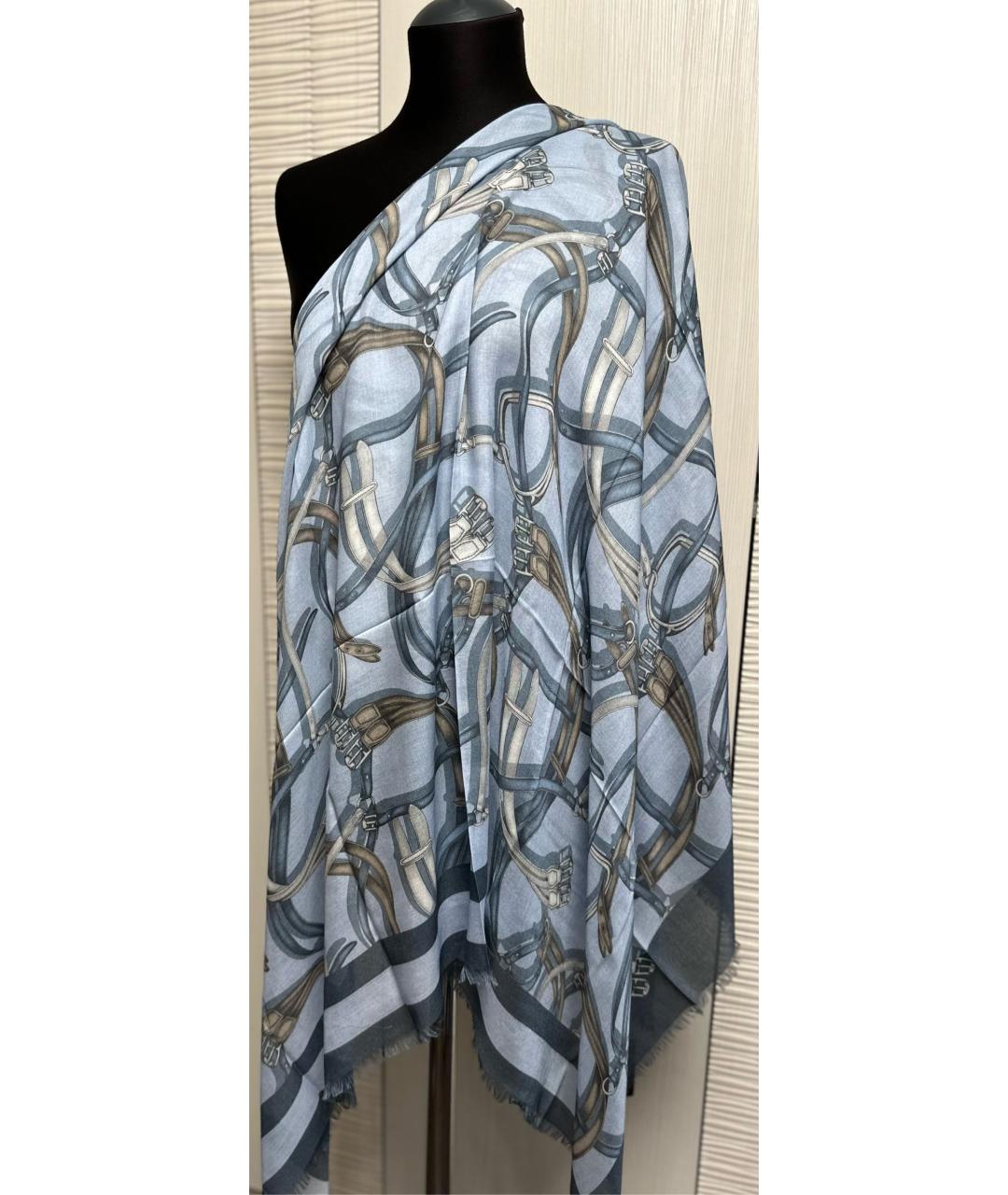 GUCCI Голубой шелковый платок, фото 6