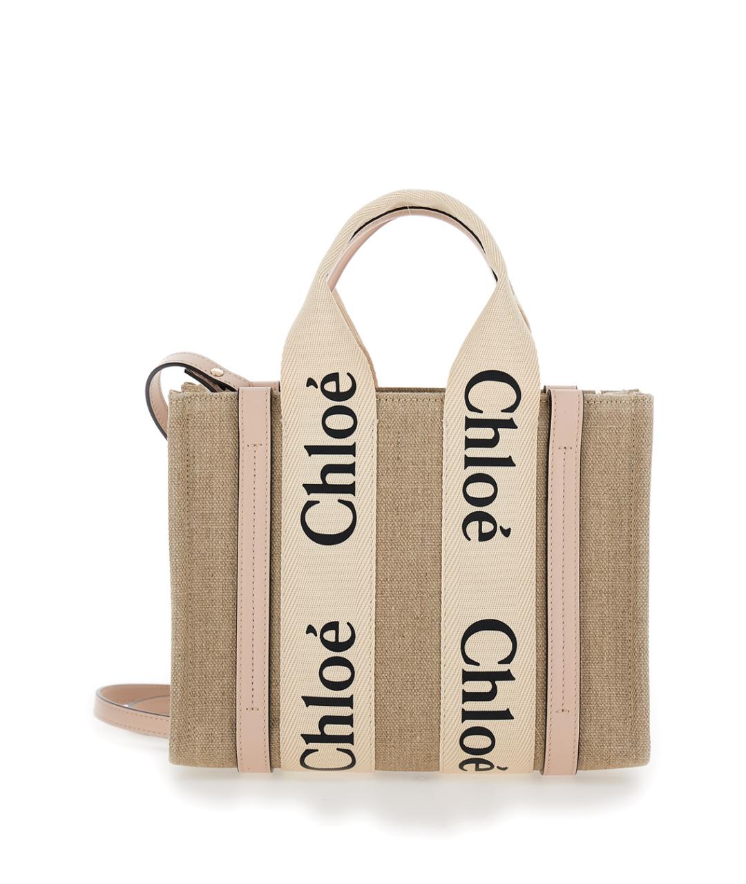 CHLOE Бежевая льняная сумка тоут, фото 1