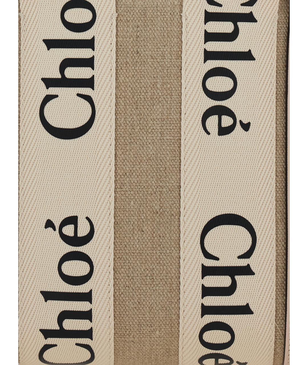 CHLOE Бежевая льняная сумка тоут, фото 3