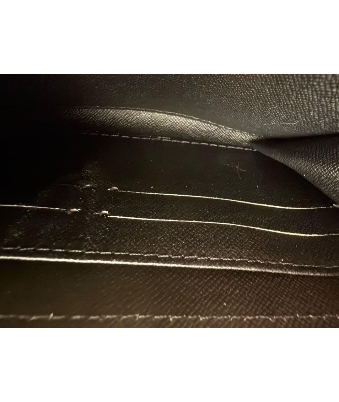 LOUIS VUITTON Черный кожаный кошелек, фото 5