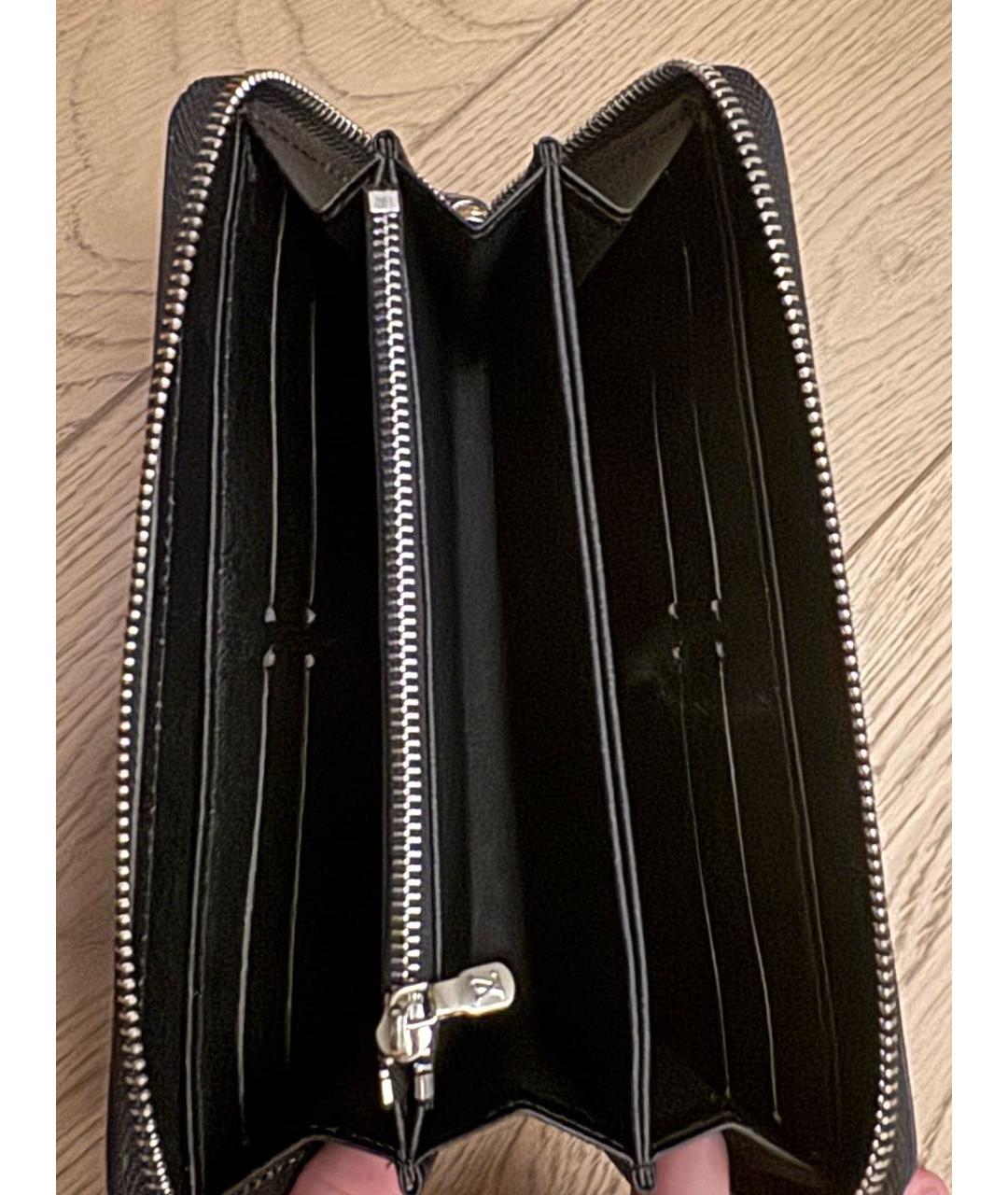 LOUIS VUITTON Черный кожаный кошелек, фото 4