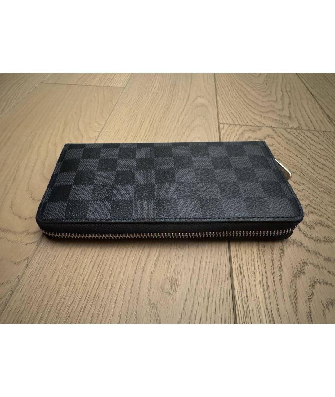 LOUIS VUITTON Черный кожаный кошелек, фото 2