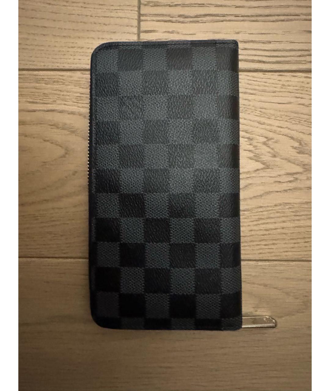 LOUIS VUITTON Черный кожаный кошелек, фото 3