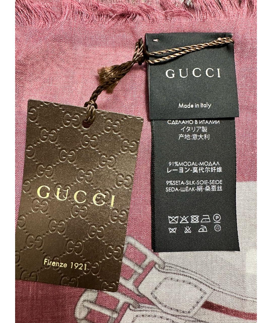 GUCCI Серый шелковый платок, фото 5