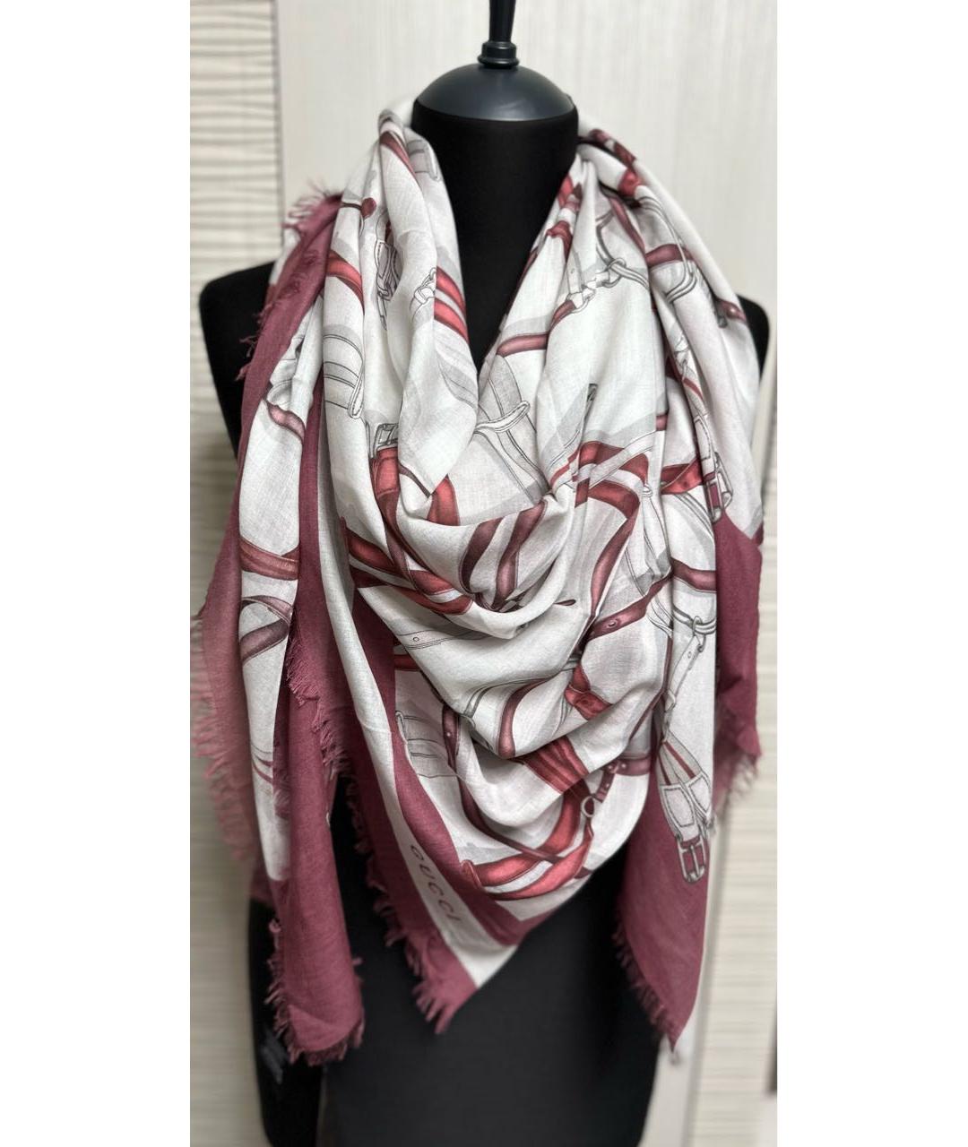 GUCCI Серый шелковый платок, фото 6