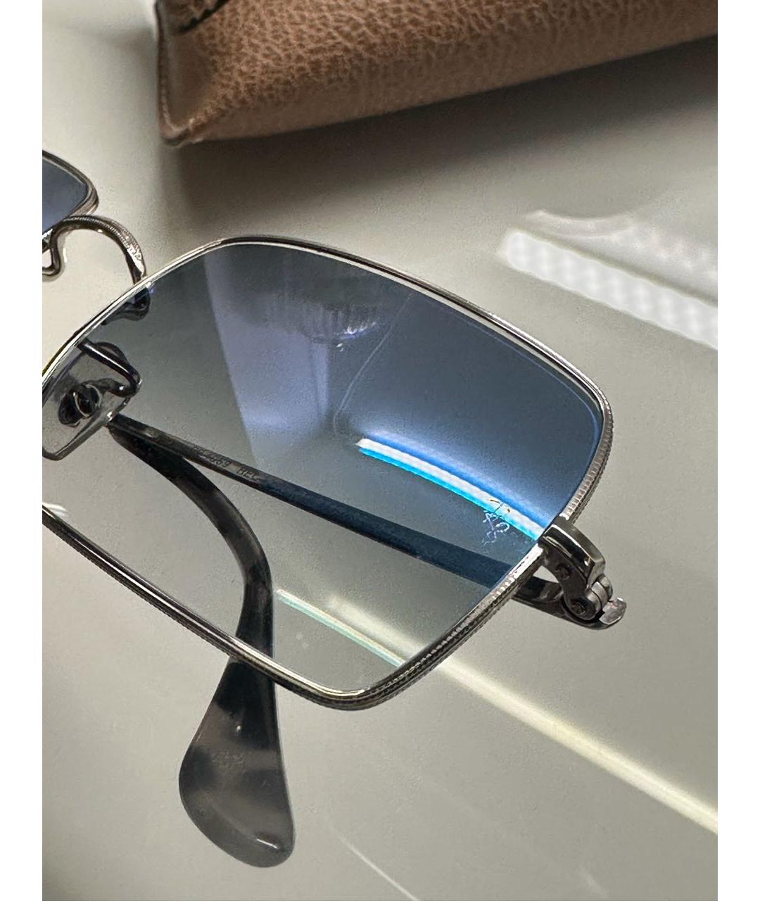 RAY BAN Голубые металлические солнцезащитные очки, фото 4