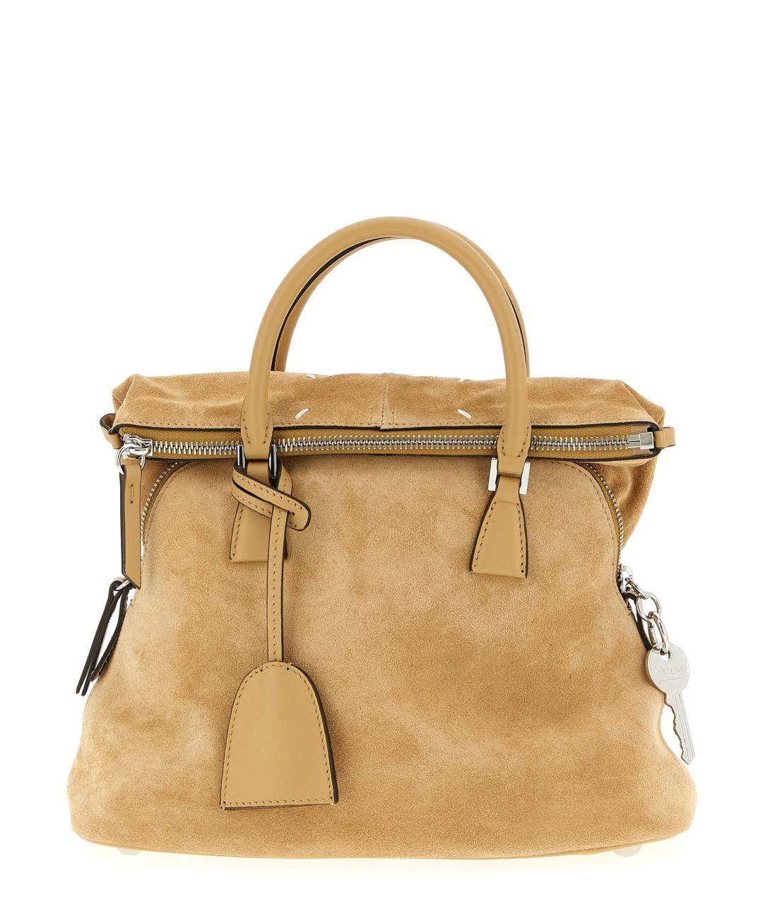 MAISON MARGIELA Бежевая замшевая сумка с короткими ручками, фото 1