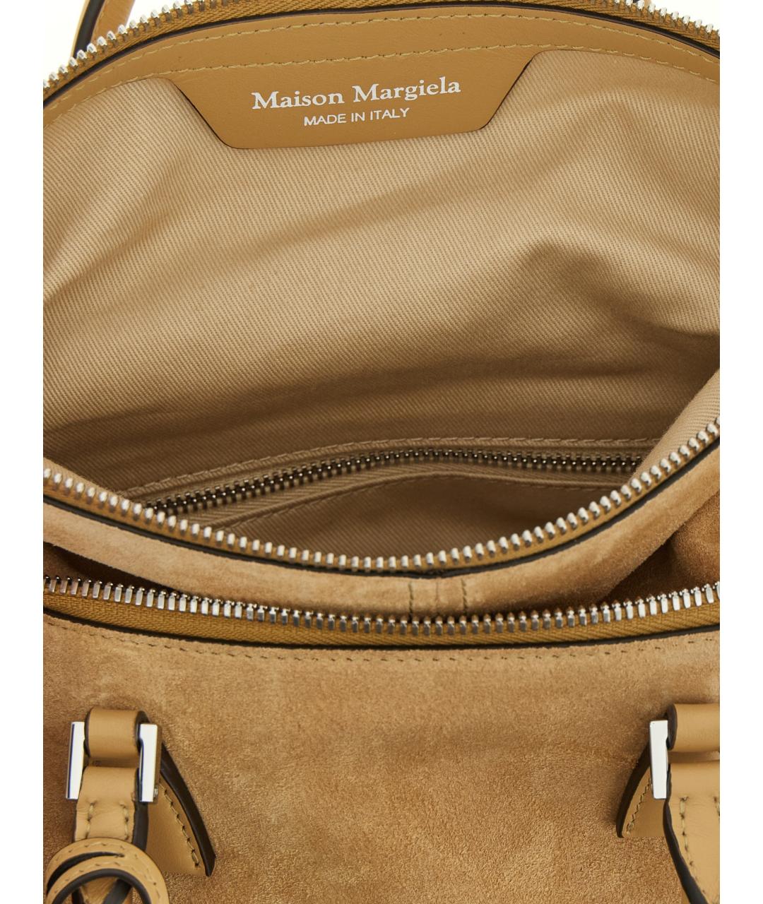 MAISON MARGIELA Бежевая замшевая сумка с короткими ручками, фото 4