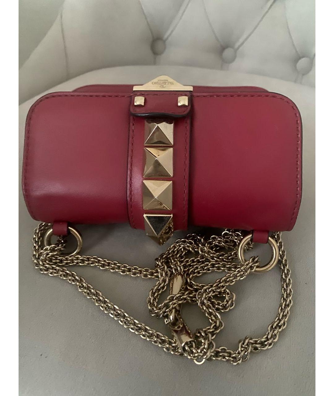 VALENTINO Бордовая кожаная сумка через плечо, фото 8