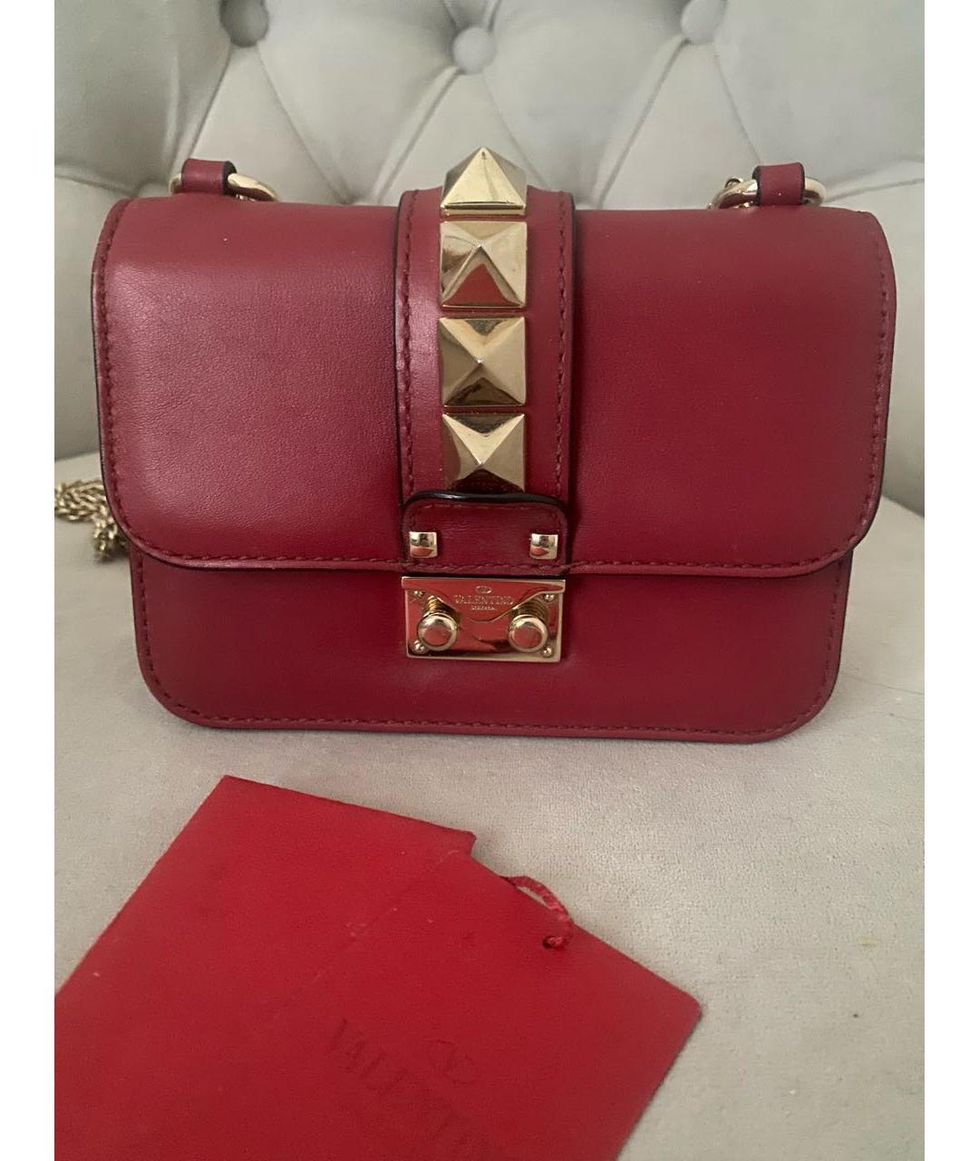 VALENTINO Бордовая кожаная сумка через плечо, фото 6