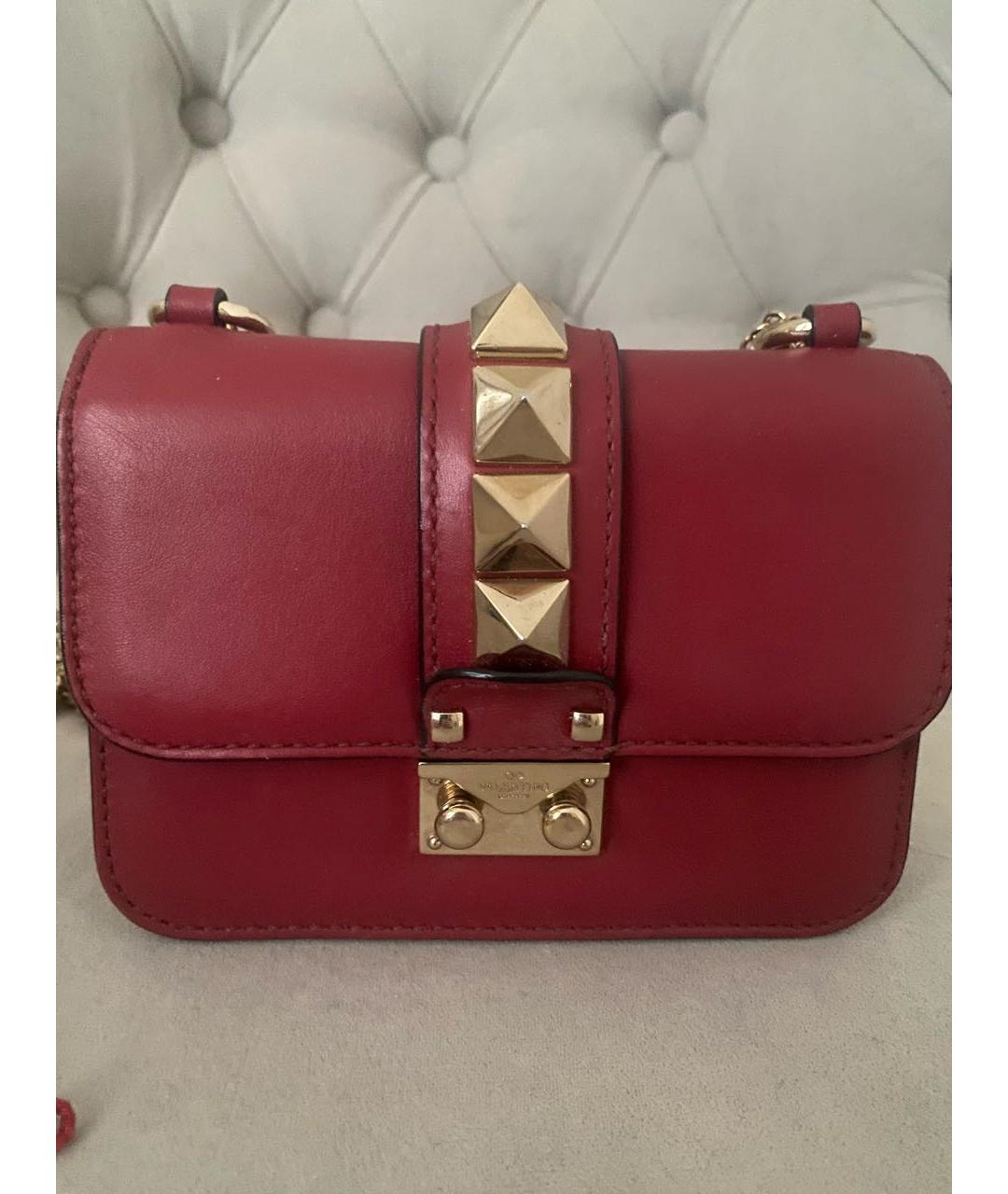VALENTINO Бордовая кожаная сумка через плечо, фото 9
