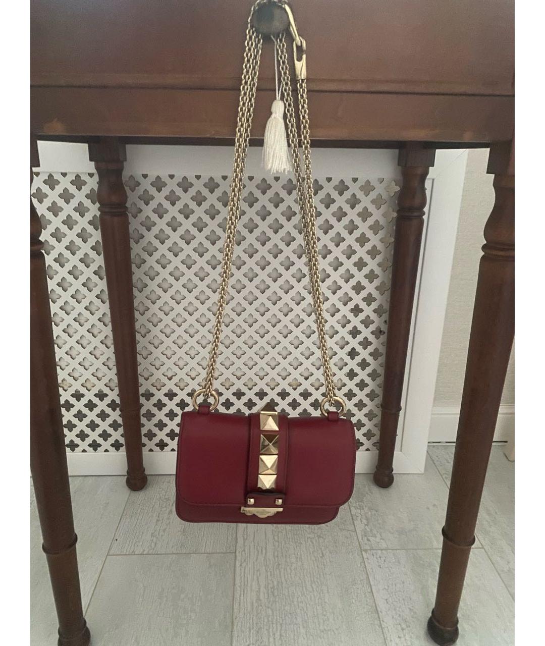 VALENTINO Бордовая кожаная сумка через плечо, фото 5