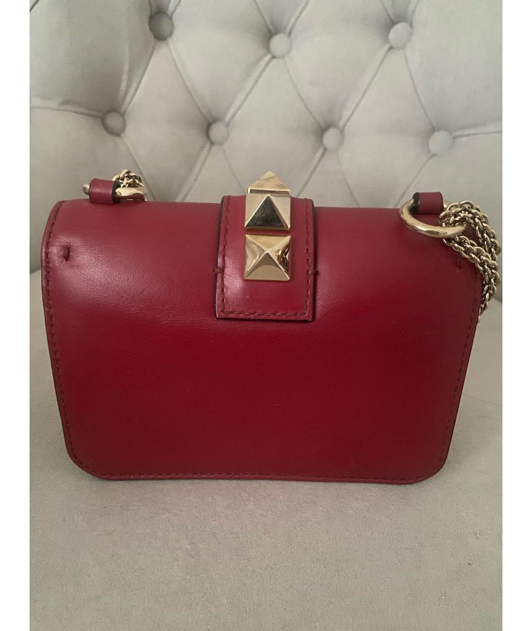 VALENTINO Бордовая кожаная сумка через плечо, фото 3