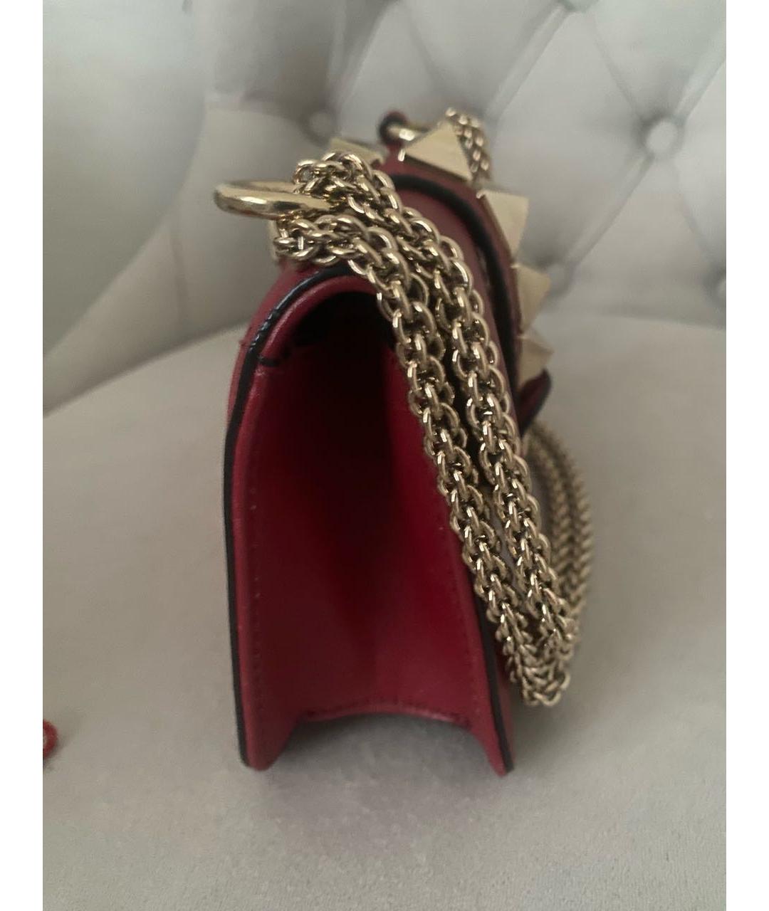 VALENTINO Бордовая кожаная сумка через плечо, фото 2