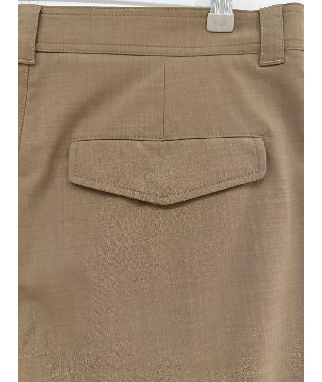 BURBERRY Бежевые шерстяные повседневные брюки, фото 4