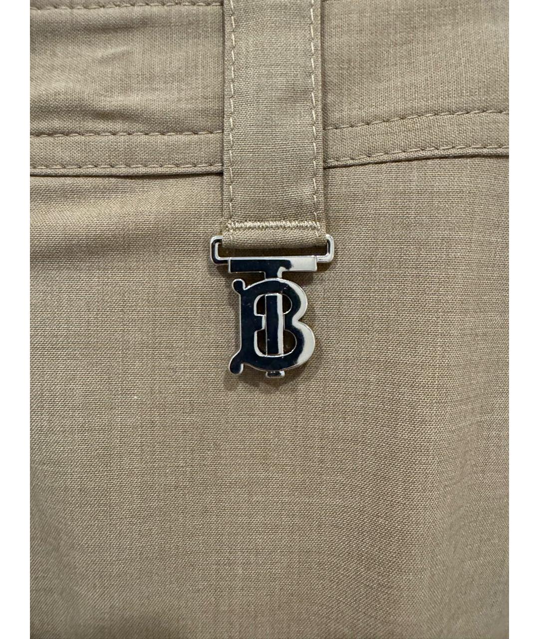 BURBERRY Бежевые шерстяные повседневные брюки, фото 5