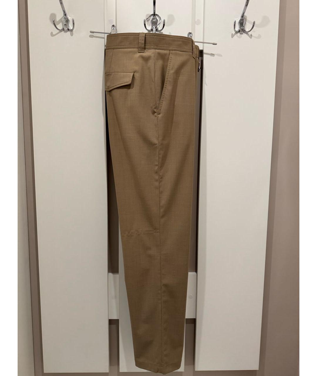 BURBERRY Бежевые шерстяные повседневные брюки, фото 8