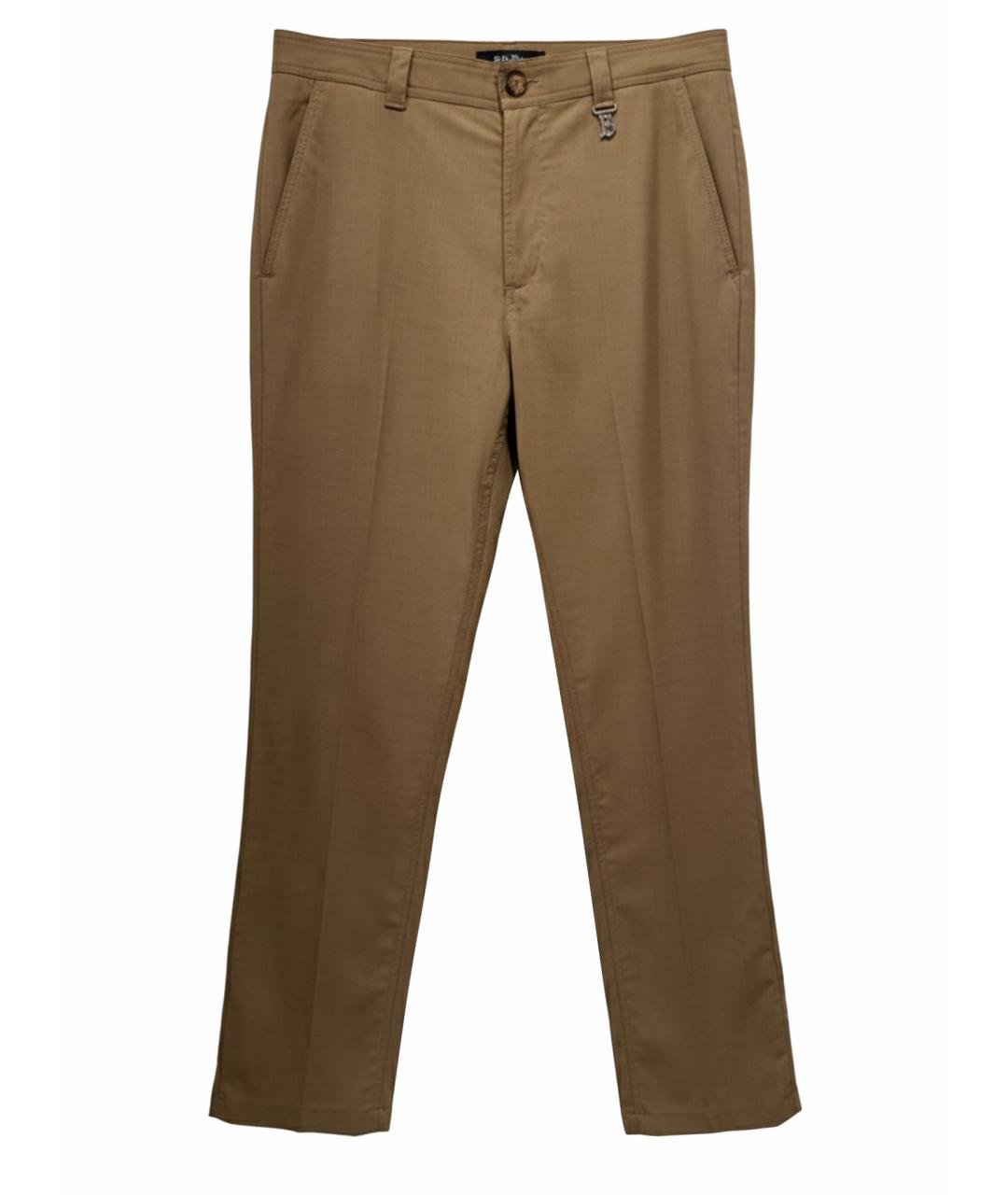 BURBERRY Бежевые шерстяные повседневные брюки, фото 1