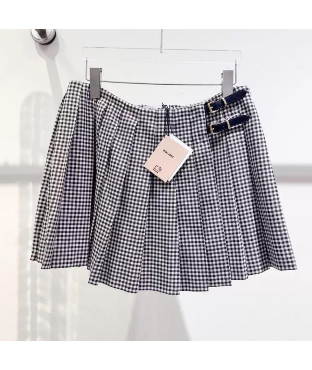 MIU MIU Серая хлопковая юбка мини, фото 3