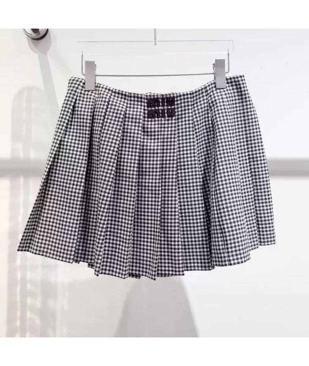 MIU MIU Серая хлопковая юбка мини, фото 2