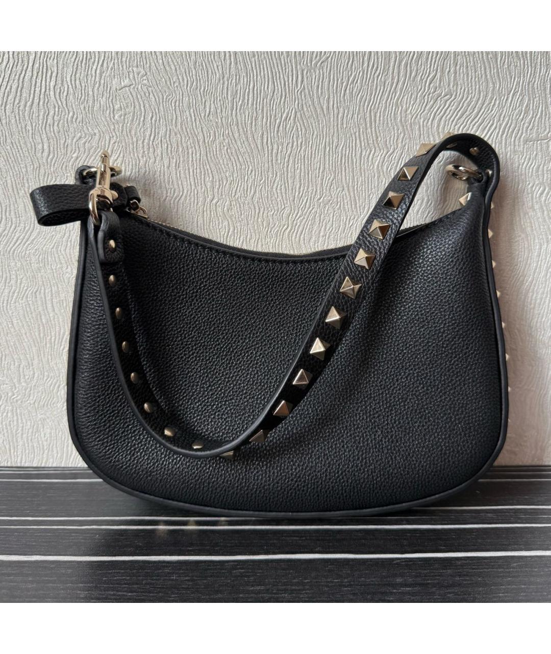 VALENTINO Черная кожаная сумка с короткими ручками, фото 3