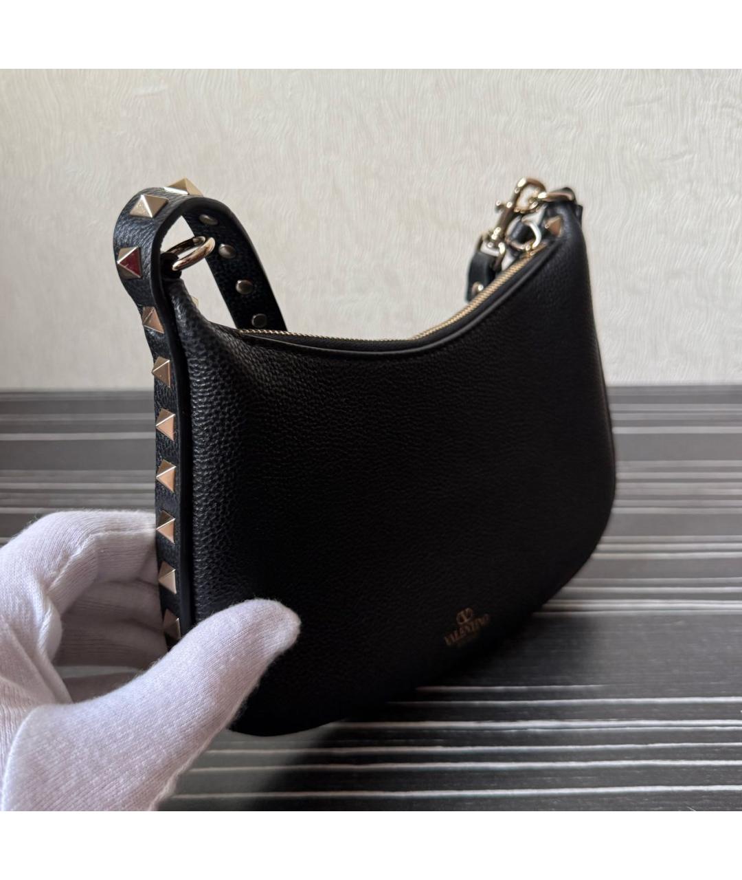 VALENTINO Черная кожаная сумка с короткими ручками, фото 2