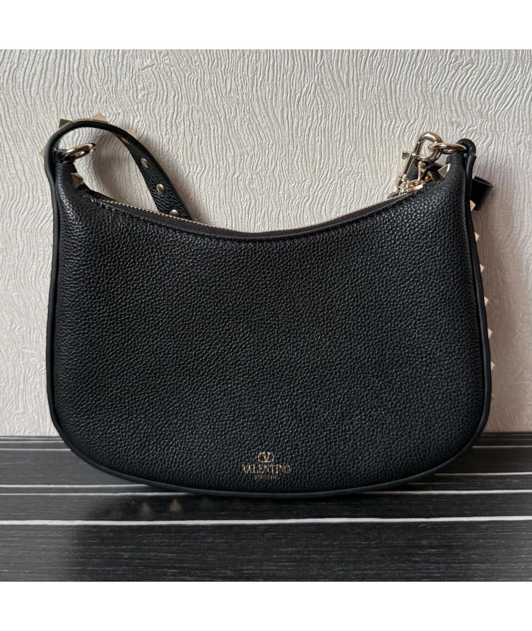 VALENTINO Черная кожаная сумка с короткими ручками, фото 8