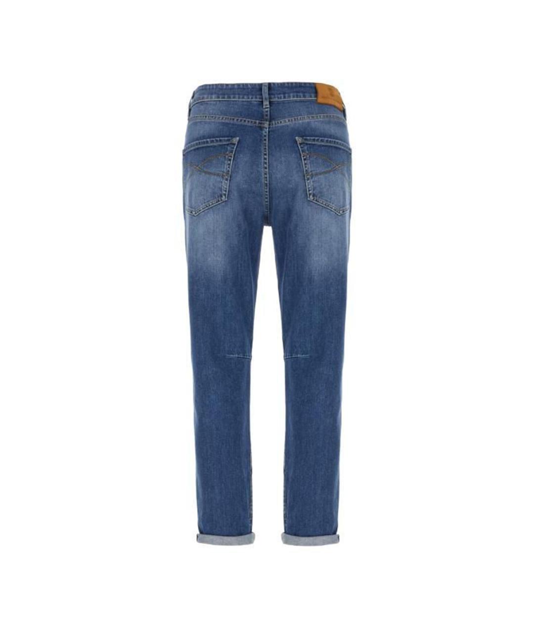 BRUNELLO CUCINELLI Синие хлопковые прямые джинсы, фото 2