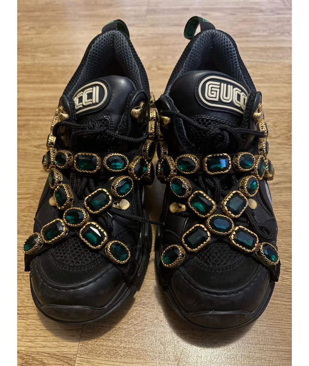 GUCCI Черные кожаные кроссовки, фото 2