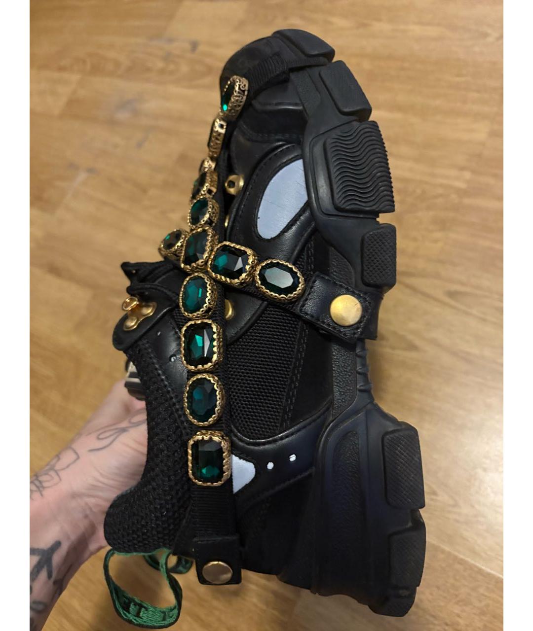 GUCCI Черные кожаные кроссовки, фото 5