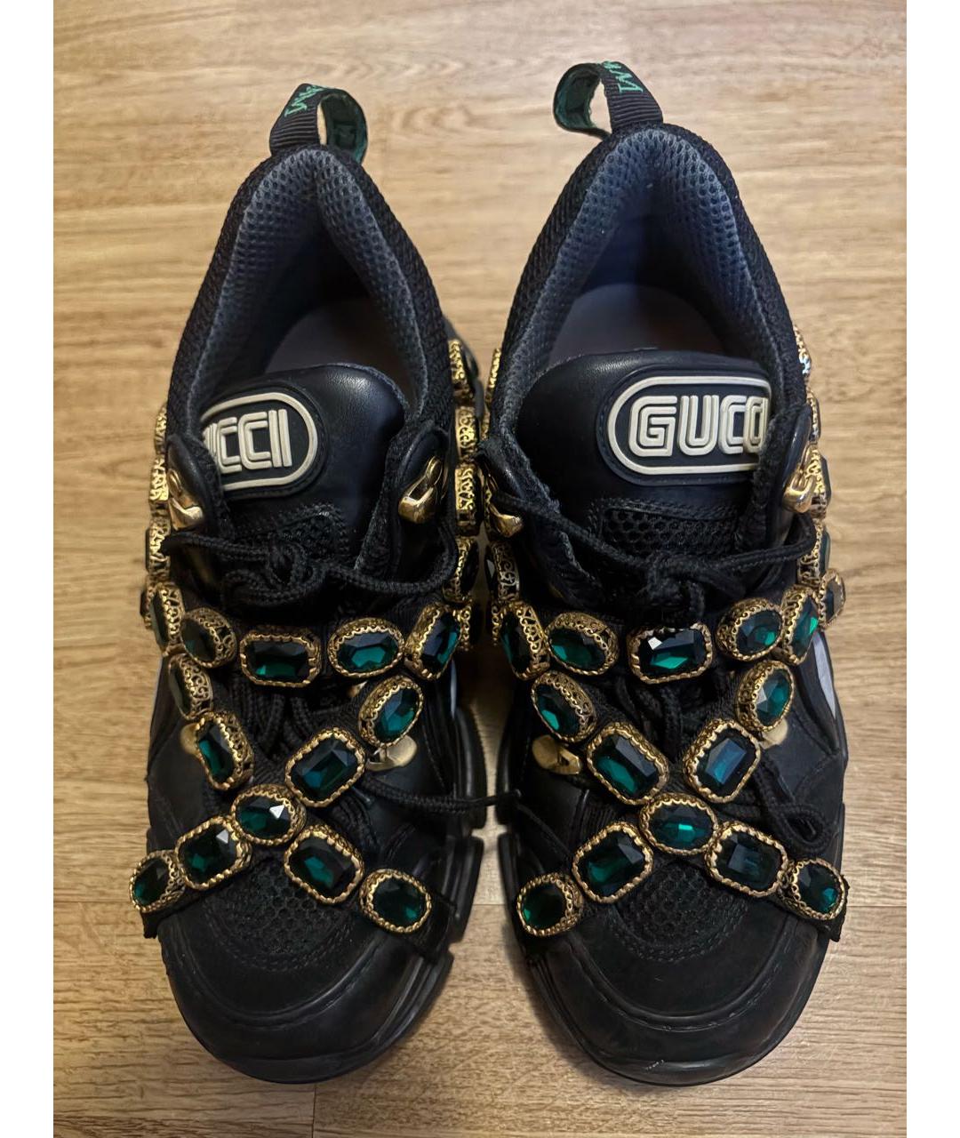 GUCCI Черные кожаные кроссовки, фото 3