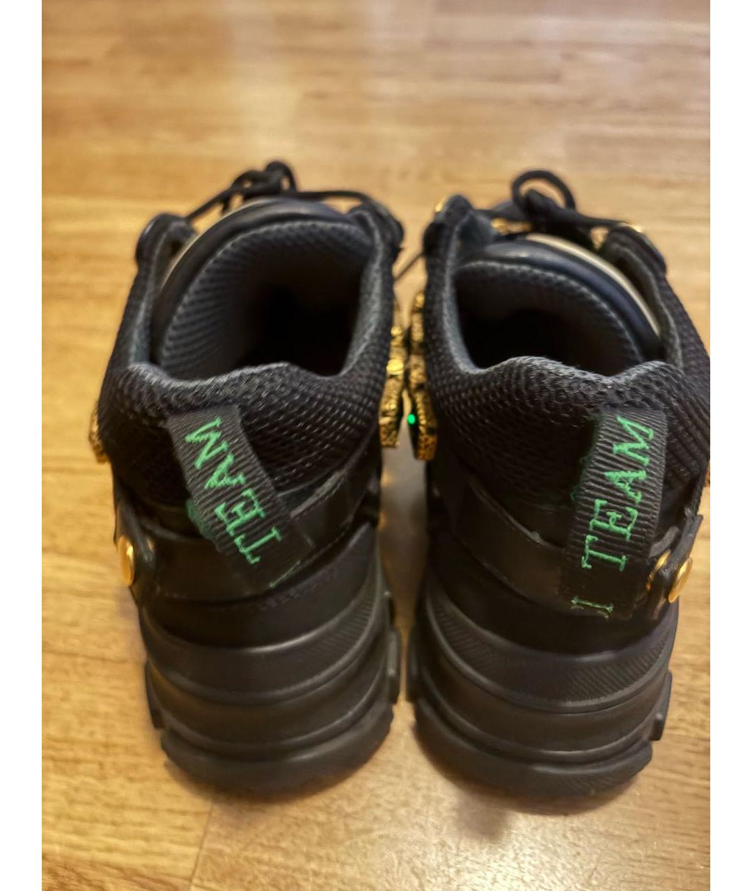 GUCCI Черные кожаные кроссовки, фото 4